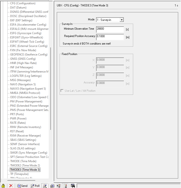 assess survey-in configuration