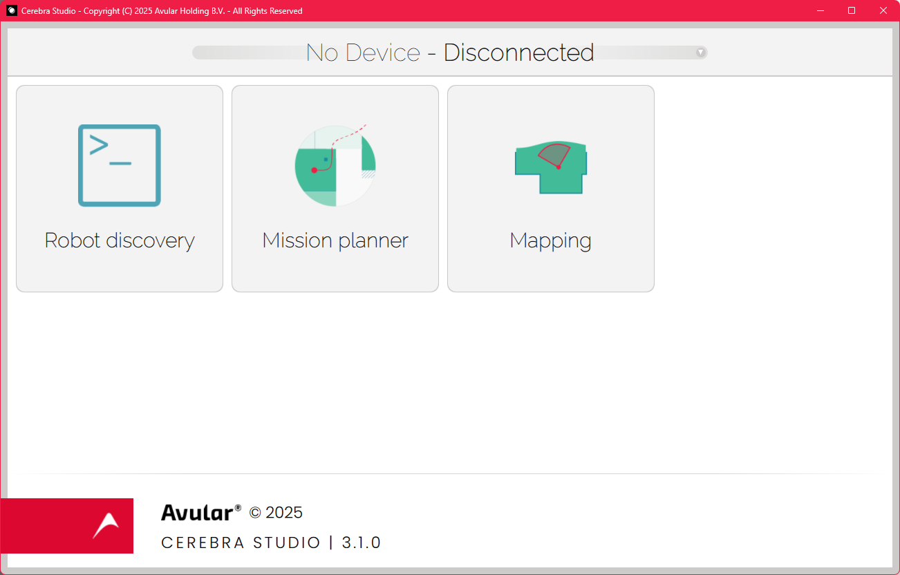 Cerebra Studio Home Screen