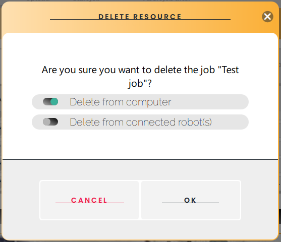 Delete resource dialog